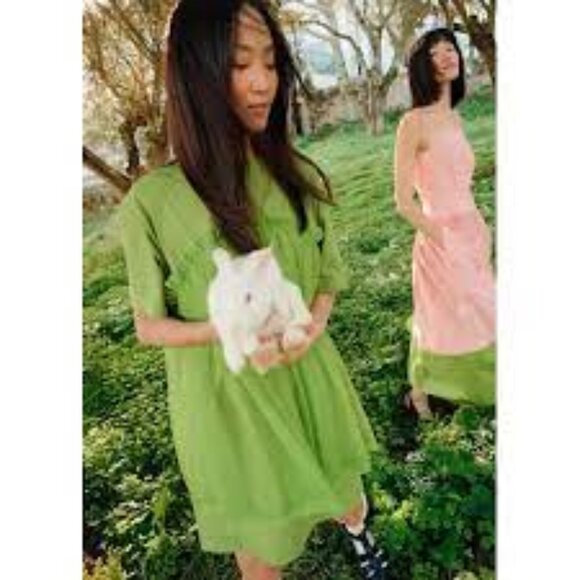 Minju Kim x & Other Stories Green Voluminous Dress - Picture 1 of 4